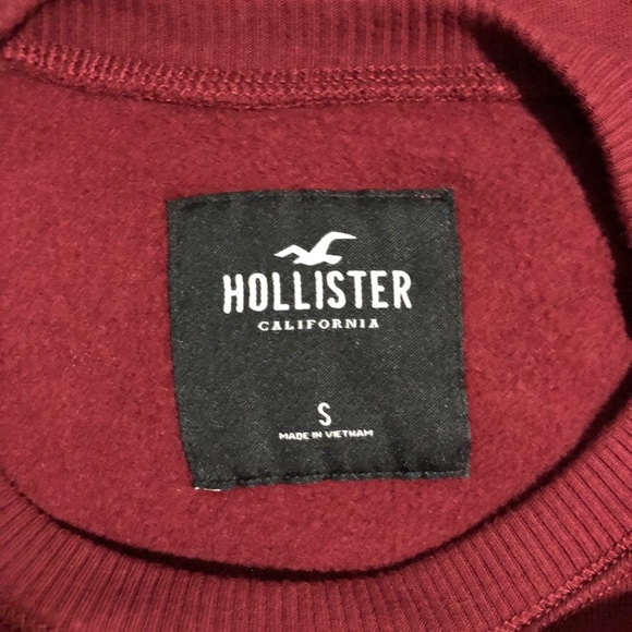 HOLLISTER CROPPED BURGUNDY CREW NECK - SIZE SMALL - Picture 4 of 4